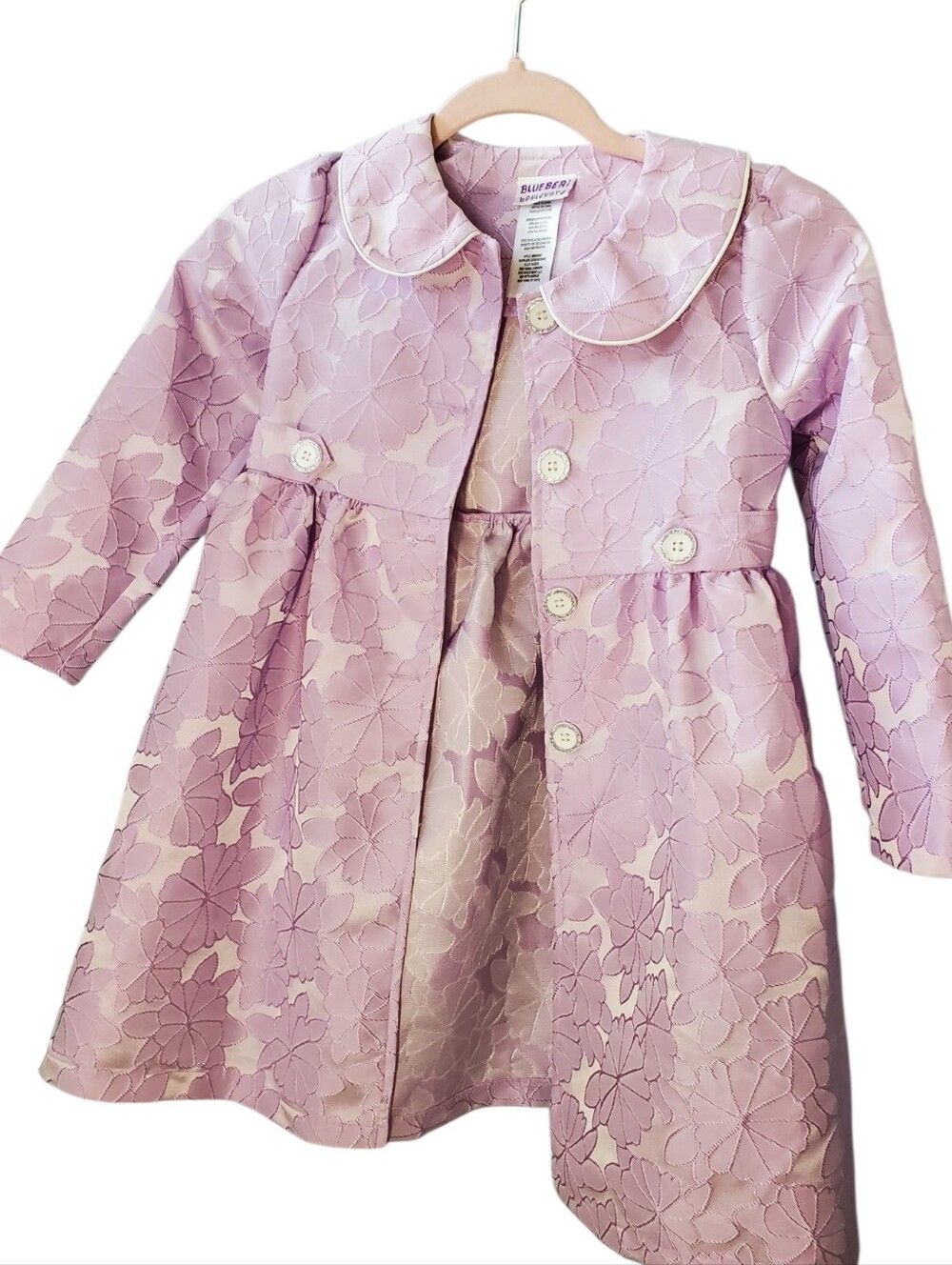 Blueberi Boulevard Girls' Pale Lilac Floral Coat Size 6x